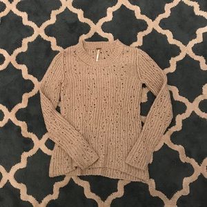 Free people tan open knit sweater size xs